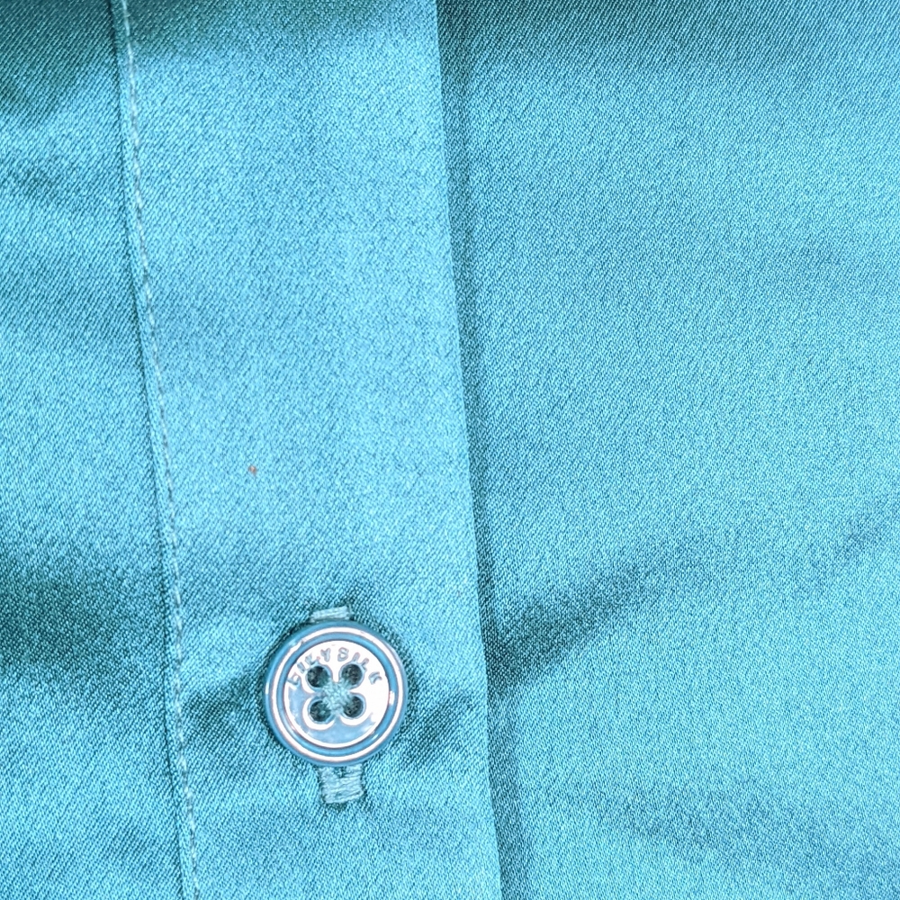 LilySilk teal silk blouse buttondown XS NIB - Picture 7 of 9